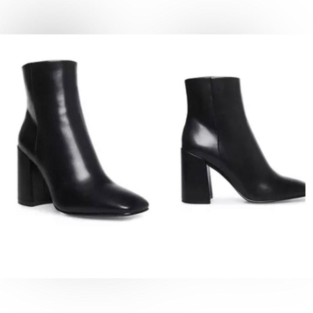 Squared toe black booties